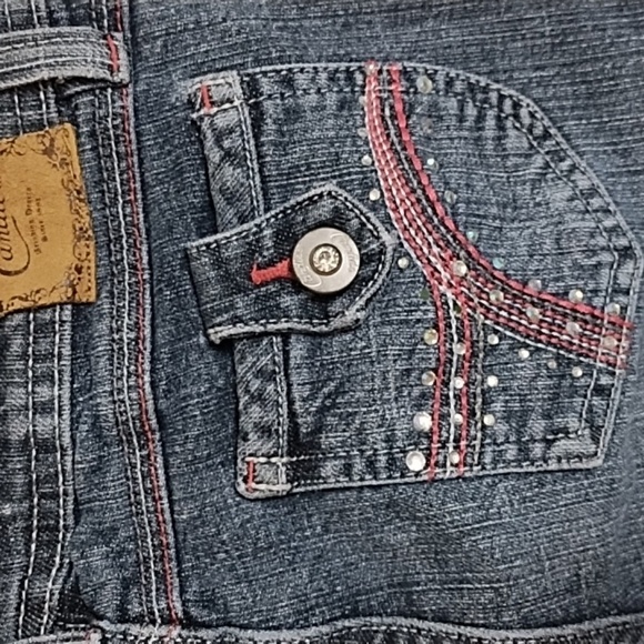 Candies Stretch Denim Capri Jeans Pink Stitching Rhinestone Buttons & Accents 12 - Picture 5 of 11